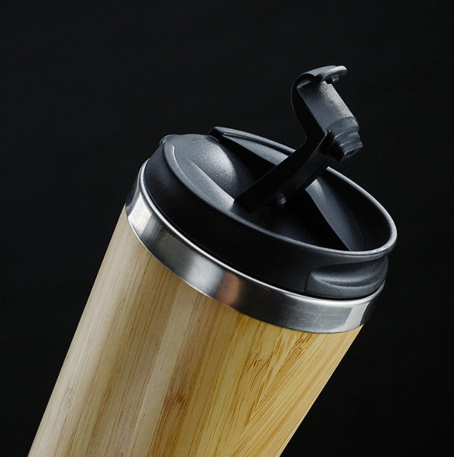 Bamboo Coffee Cup – 14oz Thermal Insulated Mug with Leak-Proof Lid & Non-Slip Base