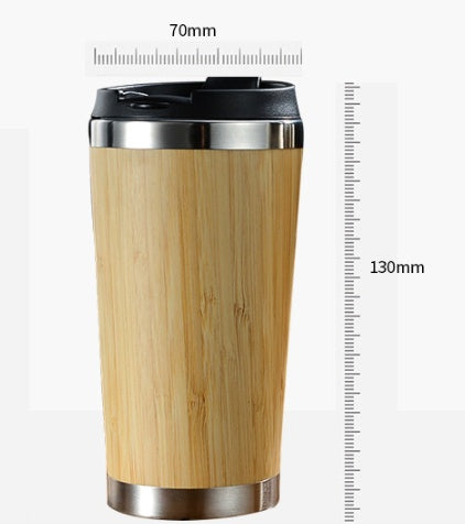 Bamboo Coffee Cup – 14oz Thermal Insulated Mug with Leak-Proof Lid & Non-Slip Base
