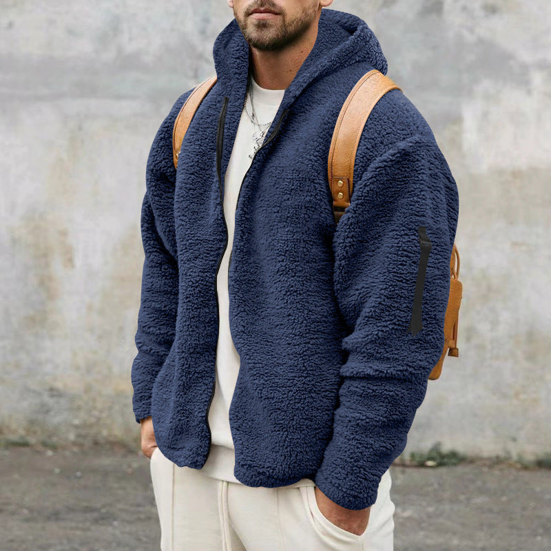 CUOREZ Men's Hooded Sweater - Autumn Winter Color Coat - Casual Sleeve Sportswear Top, Blue, Medium